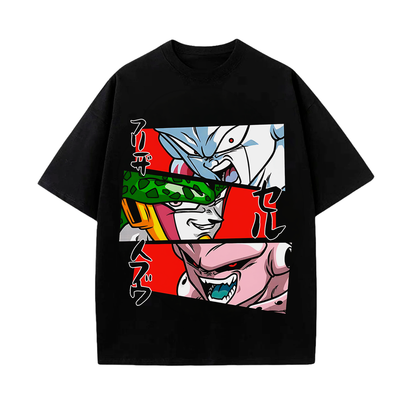 Camiseta Bola de Dragon Freezer Celula y Majin Boo