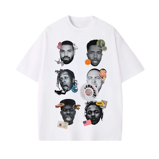 Camiseta Cabezas Drake, Frank Ocean, Asap Rocky, Mac Miller, Tyler y Kendrick Lamar